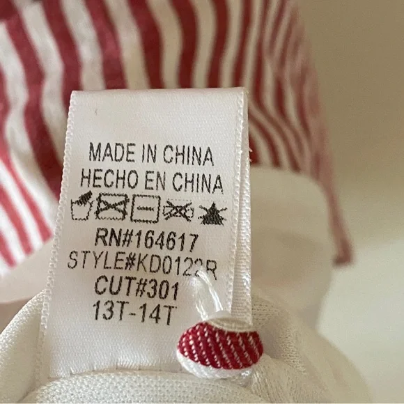 Roolee Striped Ruffled Midi Dress Size 13-14 Girls Tall Pockets Red White - Picture 8 of 9